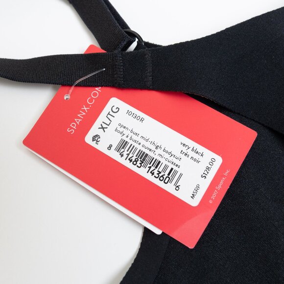 Spanx Open-Bust Mid-Thigh Bodysuit Very Black XL - Picture 13 of 14